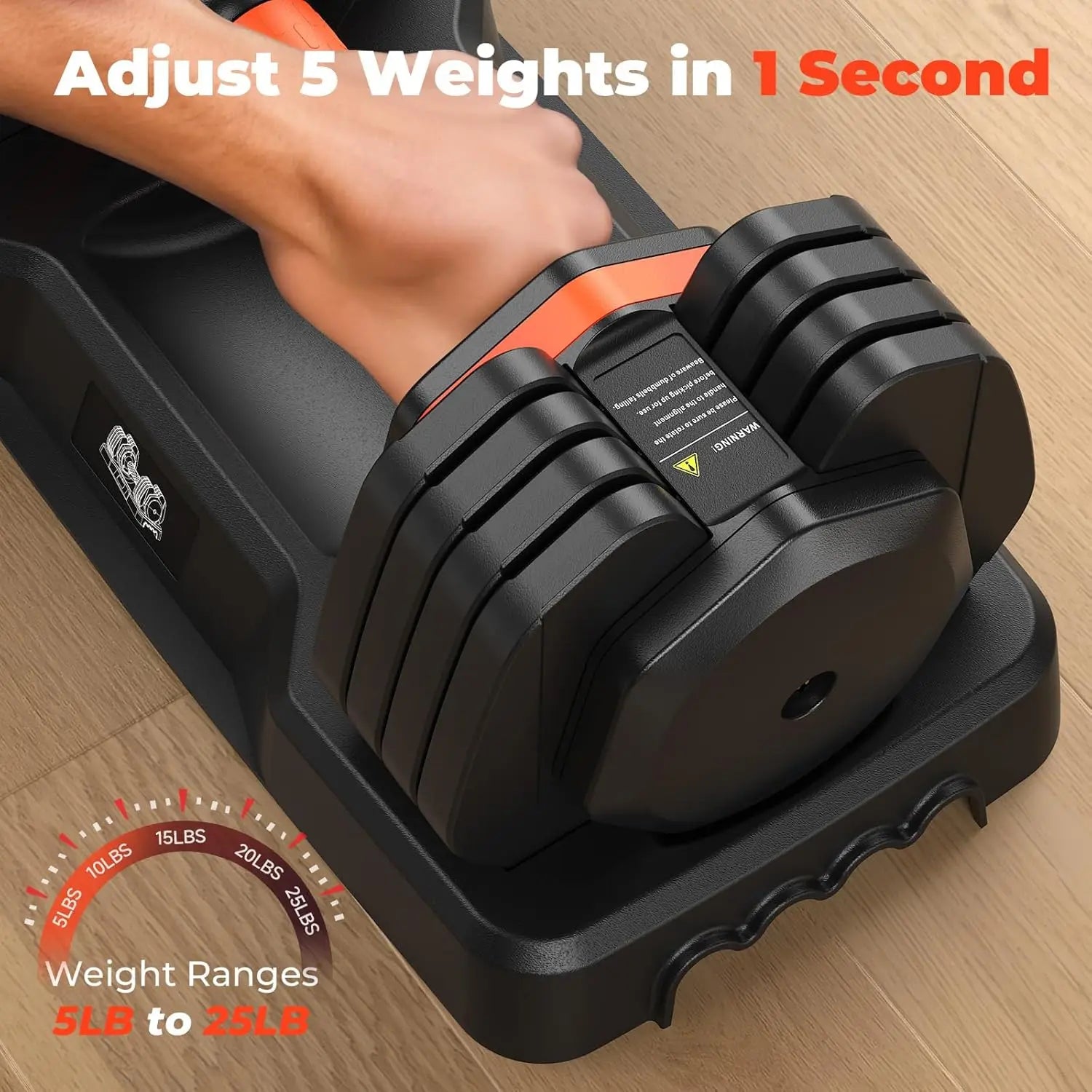 Adjustable 25LB Dumbbell Set with Anti-Slip Handle