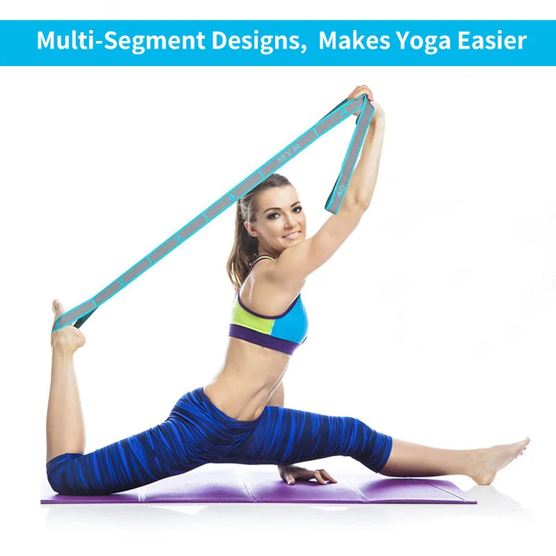 Elastic Yoga Stretching Strap with Loops for Yoga & Pilates