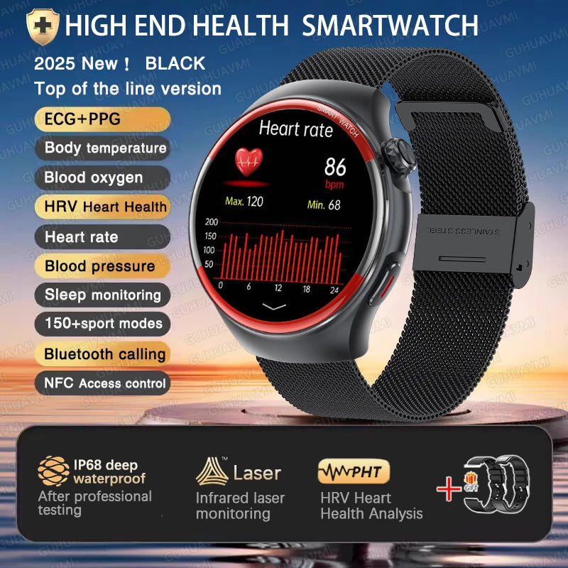 2025 Laser Detection Smartwatch with Blood Pressure & HRV