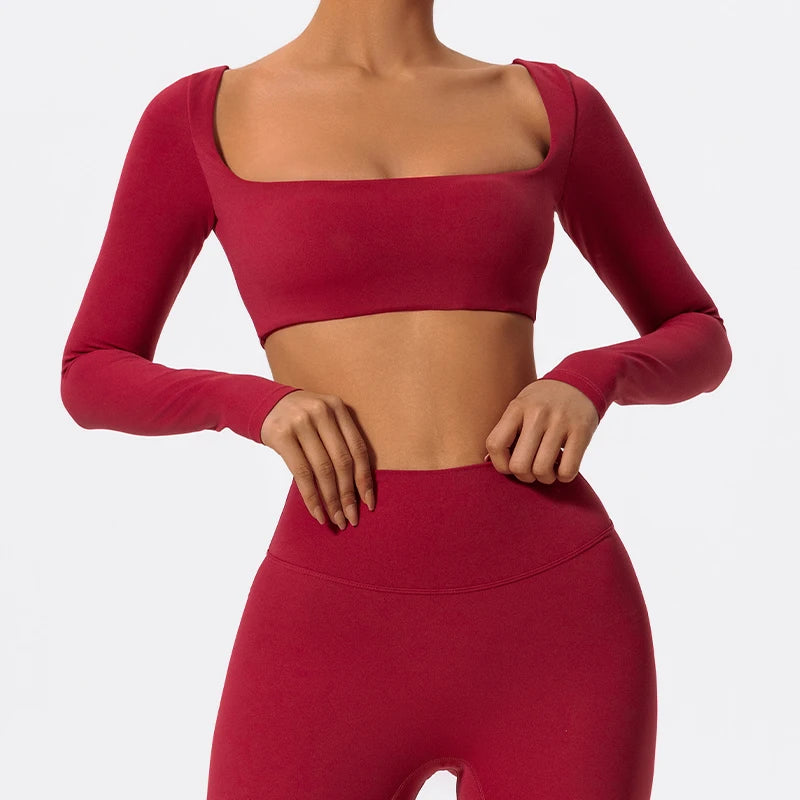 Hearuisavy Women’s Quick-Dry Sports Crop Top – Long Sleeve