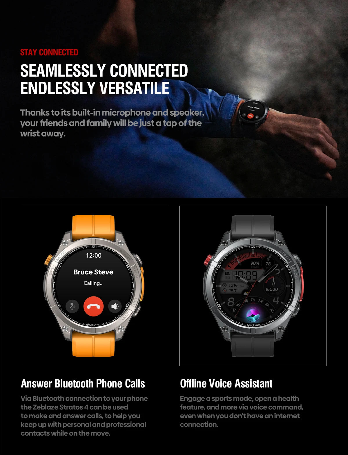 Zeblaze Stratos 4 GPS Smartwatch 1.43" AMOLED