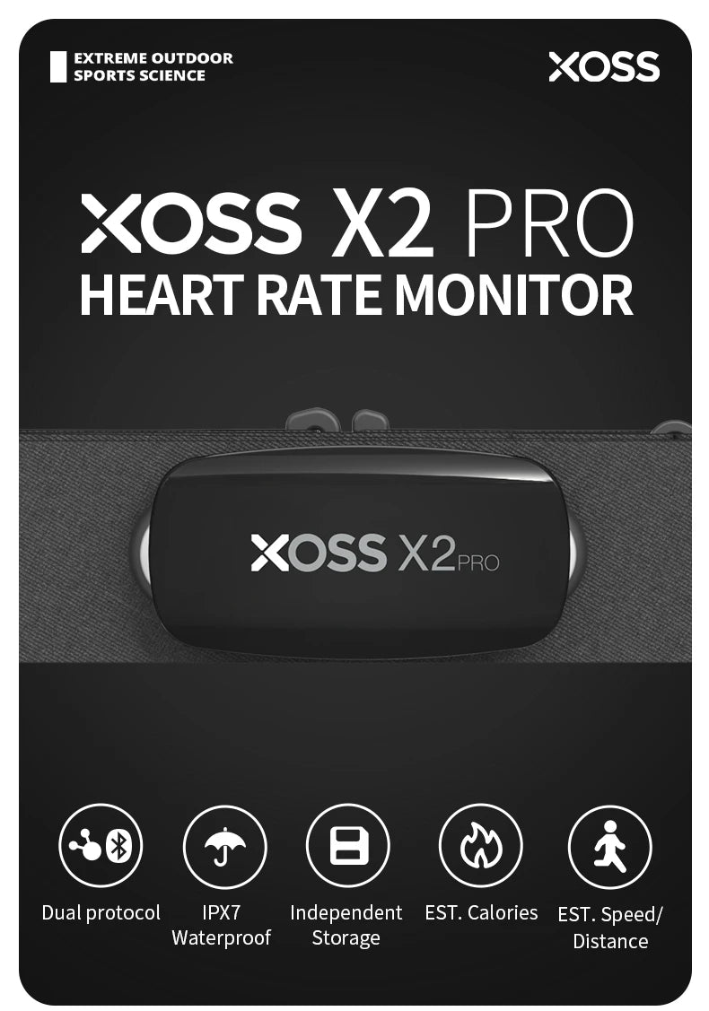 XOSS X2 Pro Heart Rate Monitor Sensor Rechargeable