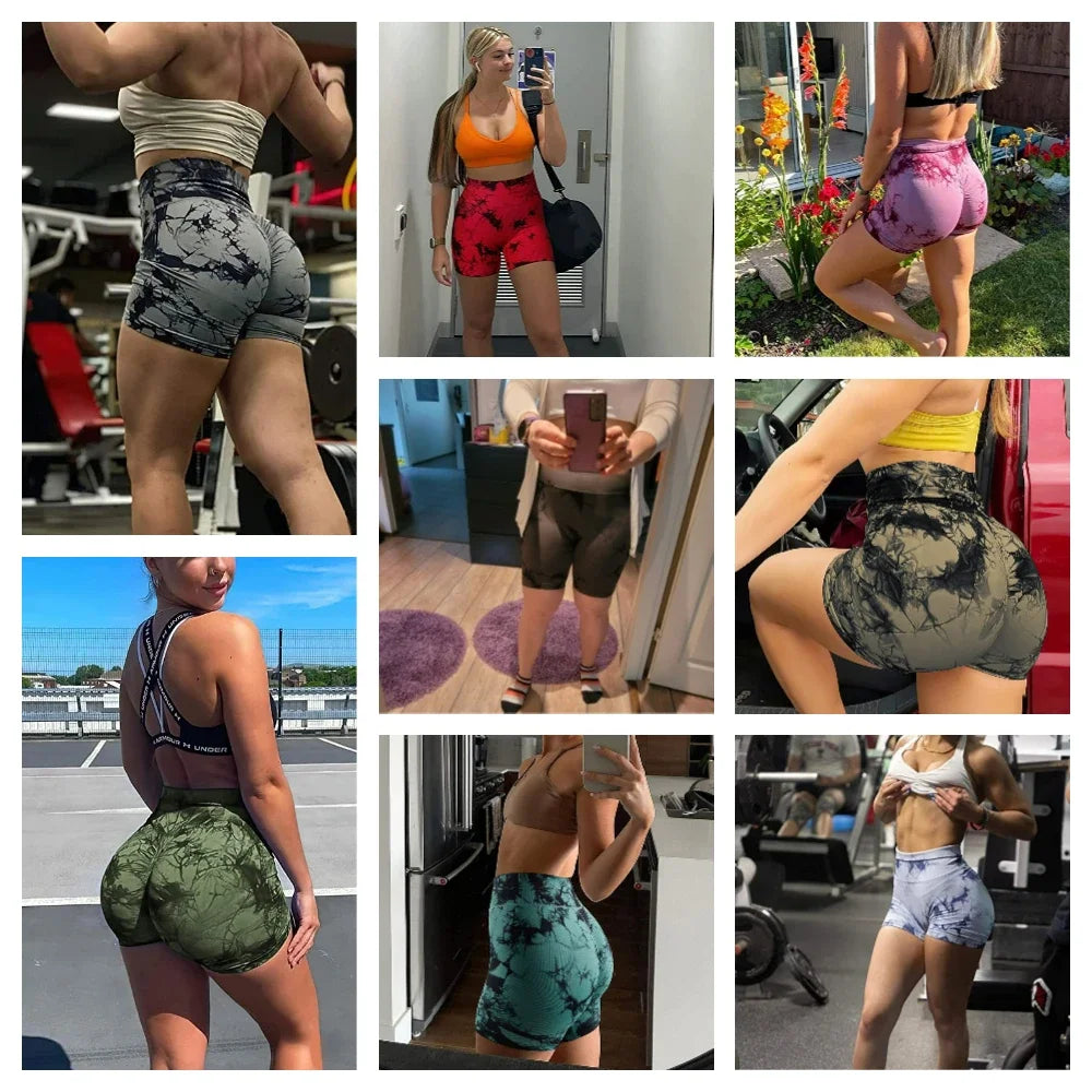 Women’s Tie-Dye High-Waist Yoga & Sports Shorts