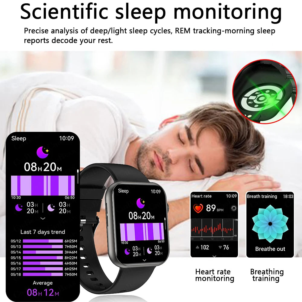 2025 Smartwatch 1.9" HD – Bluetooth Call, Heart Rate, Waterproof Fitness Watch