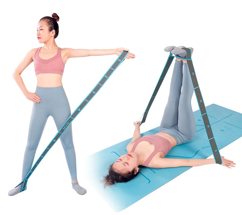 Elastic Yoga Stretching Strap with Loops for Yoga & Pilates