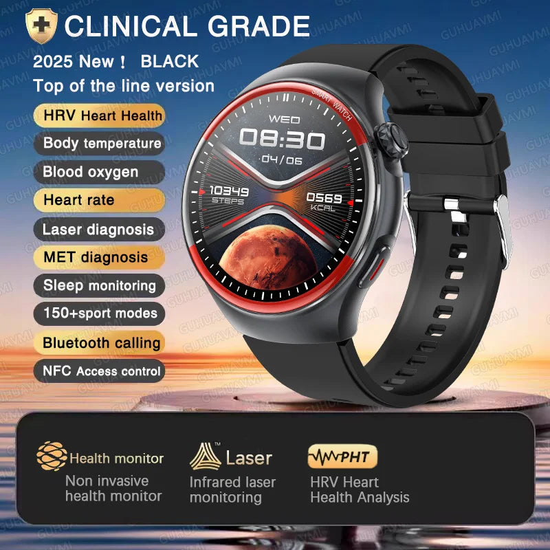 2025 Nursing Health Smartwatch with Laser Blood Pressure Monitor