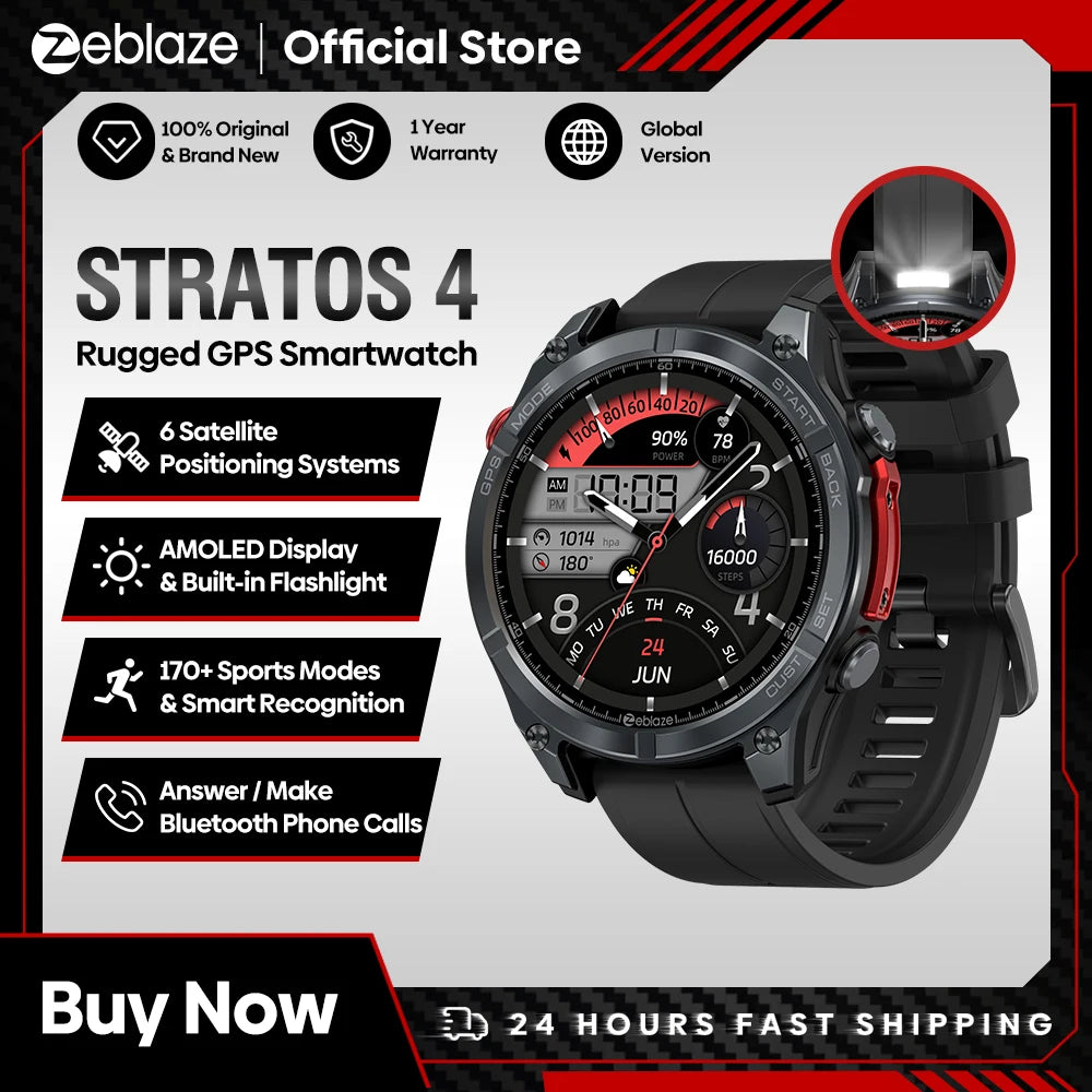 Zeblaze Stratos 4 GPS Smartwatch 1.43" AMOLED