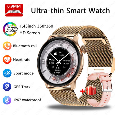 Ultra-thin Luxury Smartwatch Woman GPS Motion Trajectory Bluetooth Call Health Dynamic Island Waterproof Smart Watch Android IOS