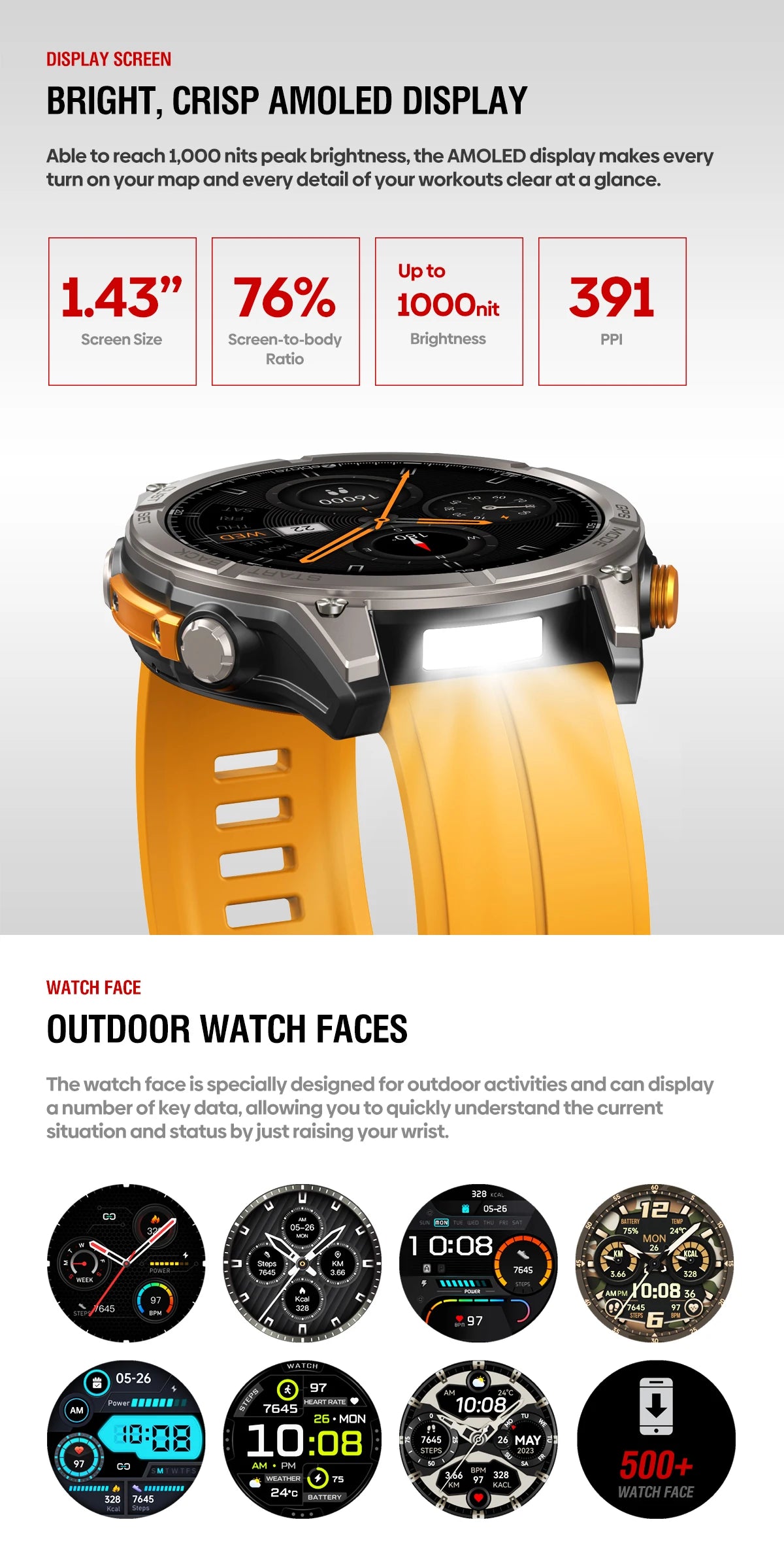Zeblaze Stratos 4 GPS Smartwatch 1.43" AMOLED