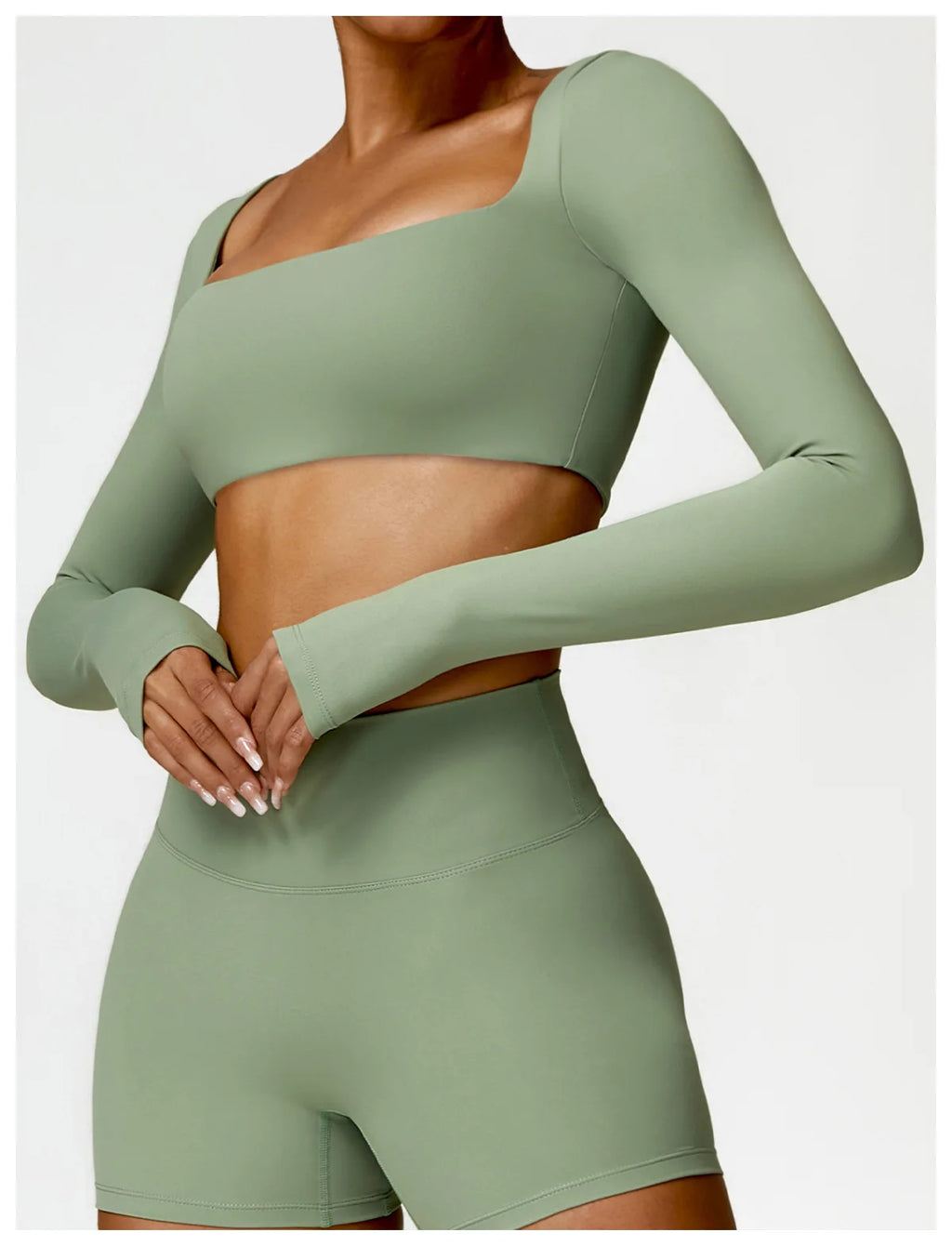 Hearuisavy Women’s Quick-Dry Sports Crop Top – Long Sleeve