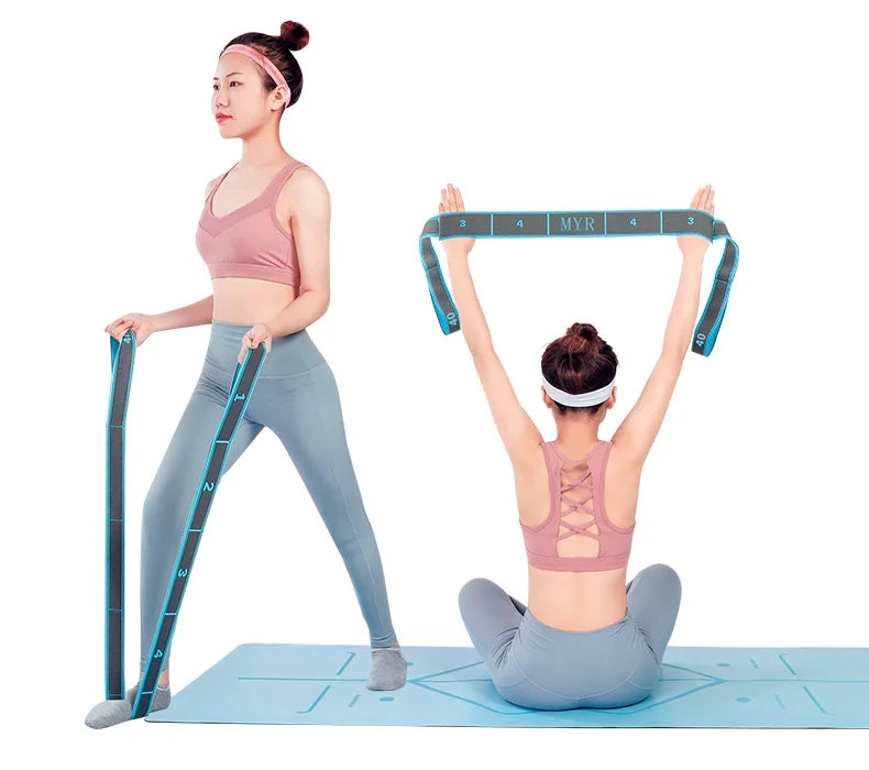 Elastic Yoga Stretching Strap with Loops for Yoga & Pilates