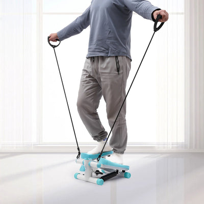 Portable Fitness Stepper with Resistance Bands – Blue